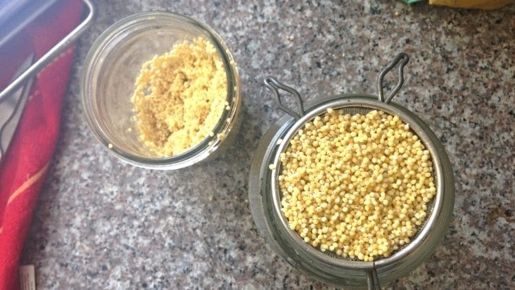 overhead of millet in 2 jars
