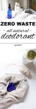 My Zero Waste Recipe for Mineral Salt DIY Deodorant image of natural deodorant made from mineral salt, titled (and shown): zero waste all natural deodorant update
