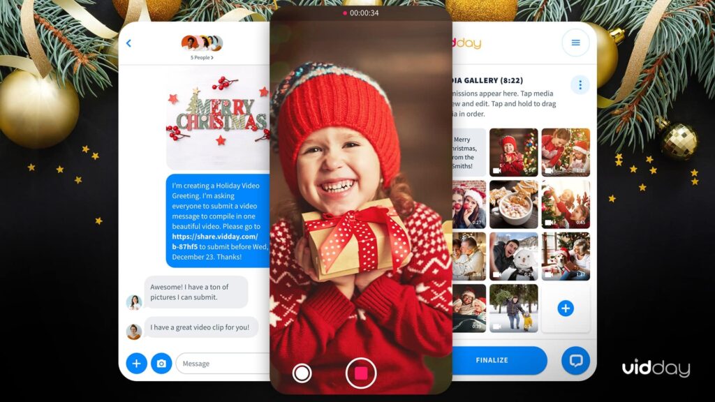 Image of a VidDay Virtual holiday card makes for easy, eco friendly gifts.