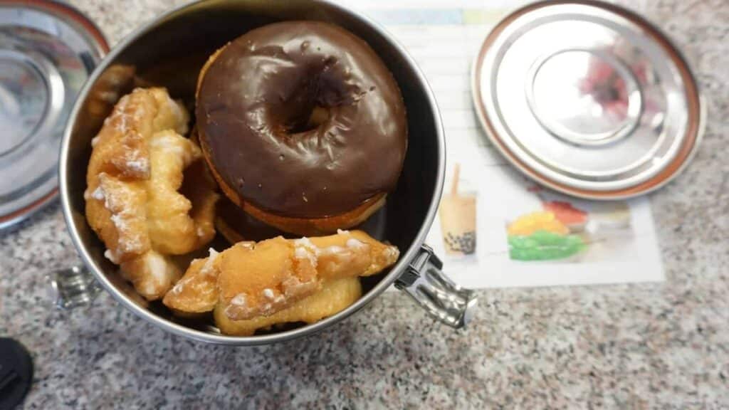 donuts in a sustainable tiffin. 