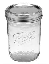Close up photo of a ball mason jar. 